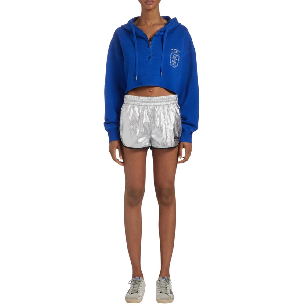 GOLDEN GOOSE Sports Diana Metallic Shorts in Silver/Black XS - Picture 2 of 14